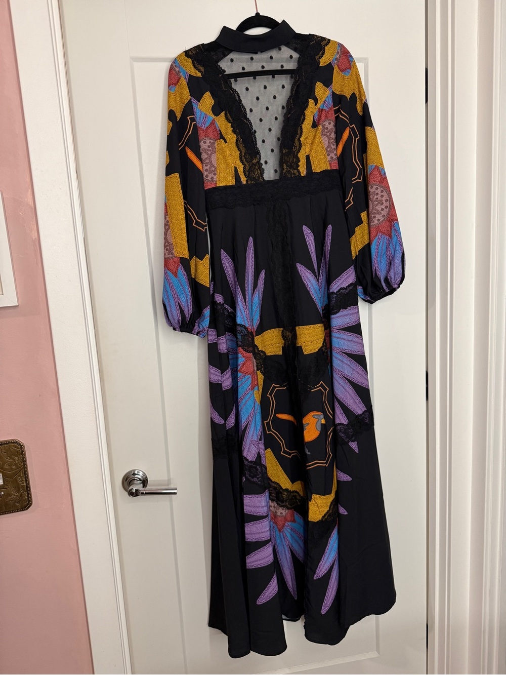 SHEIN Black Maxi Dress with Floral and Lace design - Picture 3 of 7